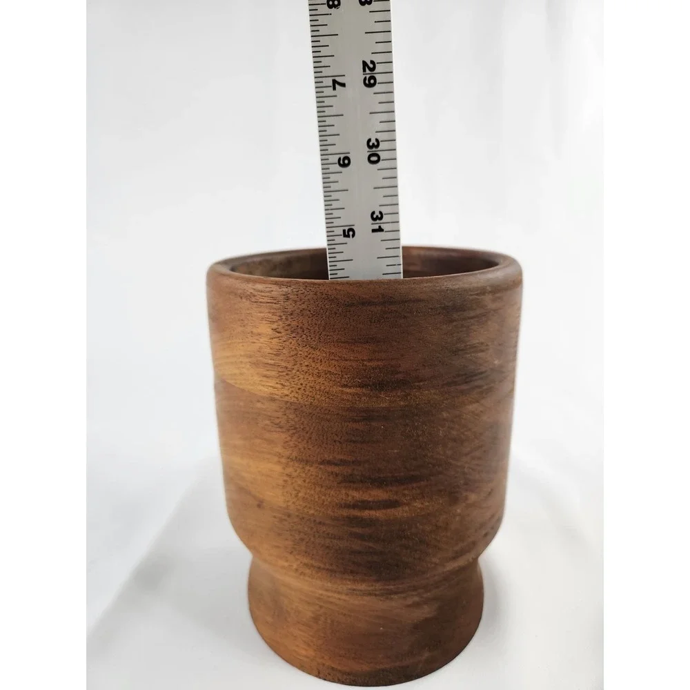 Vintage MCM Wood Planter Vase Handcrafted Hand Turned Plant Holder Unique Decor‎